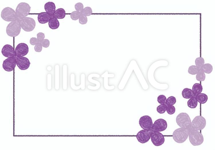 紫の花のクレヨンフレーム クレヨン,花,フレームのイラスト素材