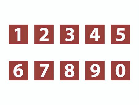 数字（四角アイコン）01 数字,ナンバー,番号,赤,セット,四角,アイコン,シンプル,マークのイラスト素材