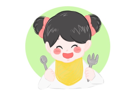 食べるのが楽しみな女の子 女の子,子供,笑顔,食事,かわいいのイラスト素材