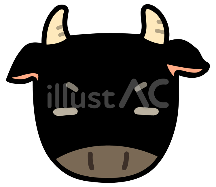 黒い牛の顔 牛,顔,黒のイラスト素材