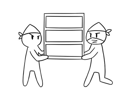 大掃除で家具を移動する人 大掃除,引っ越し,棒人間,ゆるい,手描き,シンプルのイラスト素材