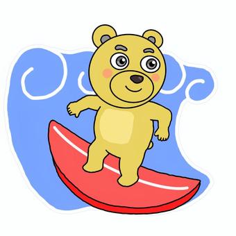 サーフィンするくま くま,動物,サーフィン,サーファー,サーフボード,海,夏,波乗り,スポーツ,マリンスポーツのイラスト素材
