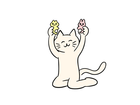 おもちゃに喜ぶ猫(カラー) おもちゃに喜ぶ猫(カラー) 猫,おもちゃ,人形,ぬいぐるみ,遊び,フィギュア,玩具,暮らし,かわいい,ゆるいのイラスト素材