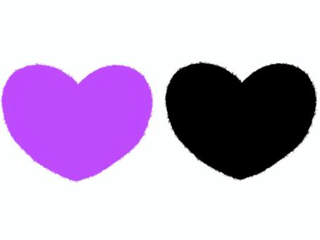 クレヨンタッチの優しいハートのイラスト7 ハート,心,愛,恋,感謝,紫,黒,セット,マーク,シンボルのイラスト素材