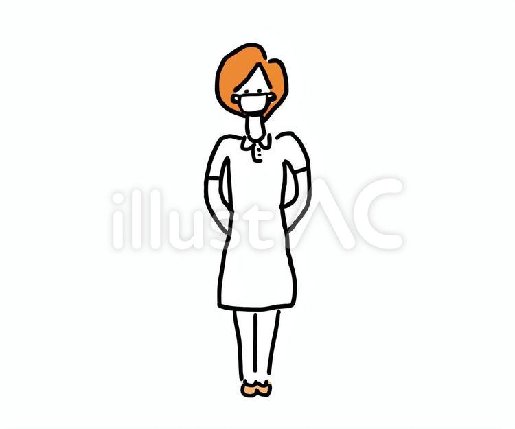 マスク姿　全身　女性 女性,人物,看護師のイラスト素材