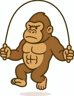 縄跳びをするゴリラ 縄跳び,ゴリラ,運動,ダイエット,スポーツ,ベクター,トレーニング,筋トレのイラスト素材