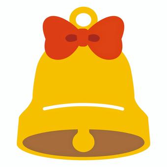 リボンのついたクリスマス仕様の黄色いベル リボンのついたクリスマス仕様の黄色いベル ベル,鈴,リボン,クリスマス,アイコン,冬,オーナメント,シンプル,12月,黄色のイラスト素材