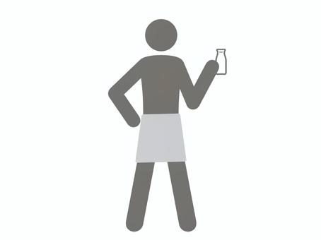 入浴後腰にタオルを巻き牛乳を飲む人(灰色 入浴後腰にタオルを巻き牛乳を飲む人(灰色 バスタオル,腰,入浴,温泉,スパ,お風呂,湯上がり,風呂上がり,シャワー,バスタイムのイラスト素材
