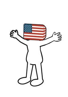 仲間をかばうアメリカ人 棒人間,アメリカ,国旗,顔,防御,ガード,両手,腕,手,止めるのイラスト素材