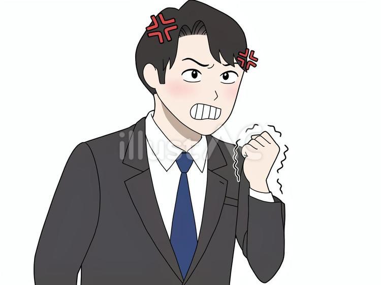 嫌なことを思い出すスーツの男性 仕事,イライラ,ムカムカのイラスト素材
