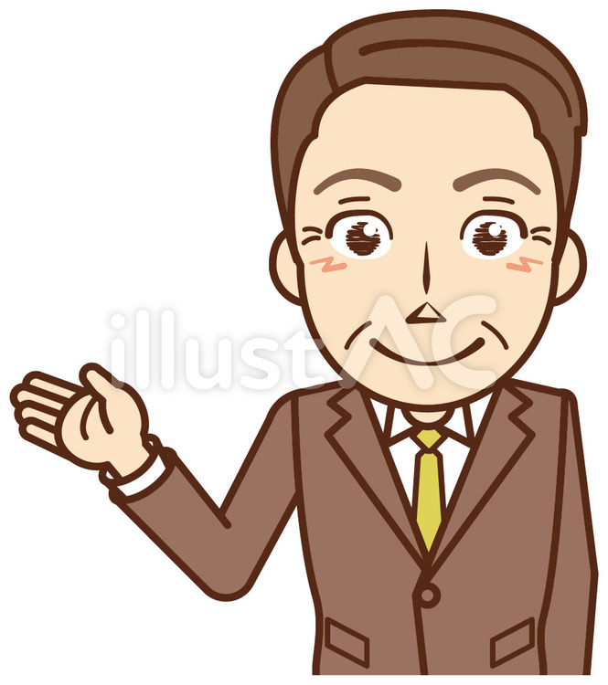 会社員・男性・中年・どうぞ・スーツ 人物,男性,会社員のイラスト素材