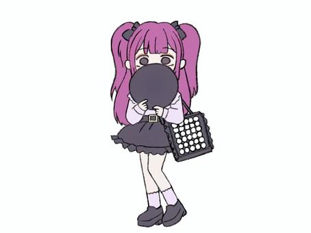 推し活、地雷系の女の子 人物,女の子,地雷系,ファッション,推し活,ファンサ,うちわ,痛バ,缶バッジのイラスト素材