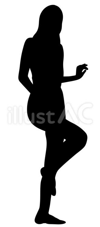 片足をあげて立つ女性のシルエット シルエット,女性,全身のイラスト素材