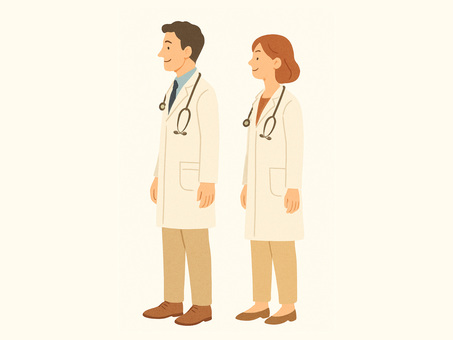  男性医師と女性医師のシンプルなイラスト
