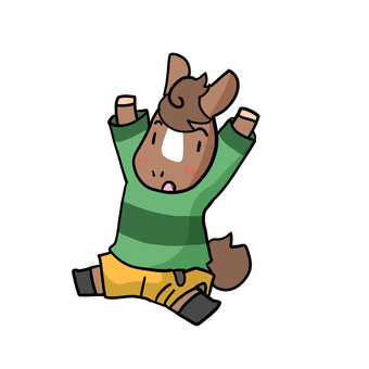 お馬さんイラスト437 馬,競馬,動物,かわいい,サラブレッドのイラスト素材