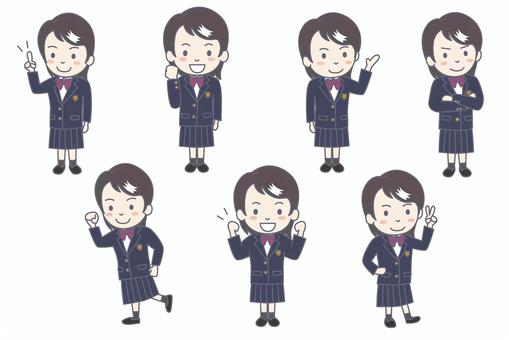 女子中高校生_冬服ブレザー_立ちポーズ4 高校生,中学生,制服,ブレザー,冬服,jk,z世代,若者,10代,女子のイラスト素材