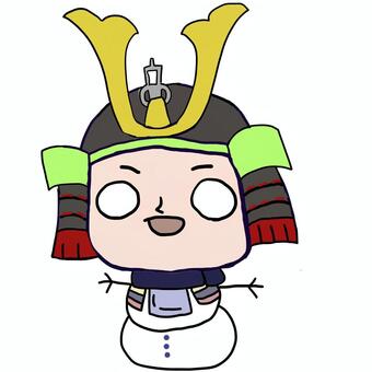 ゆるい島津豊久　ゆきだるまさん 島津豊久,鎌倉幕府,戦国時代,時代,戦国武将,武将,ゆきだるま,歴史,日本史,イラストのイラスト素材