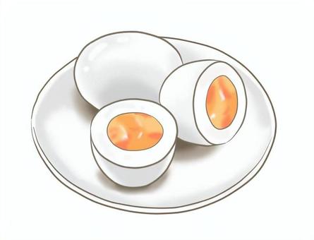 シンプルな卵料理　ゆで玉子のイラスト ゆで卵,食べ物,玉子,たまご,料理,シンプル,献立,おかず,メニュー,白身のイラスト素材
