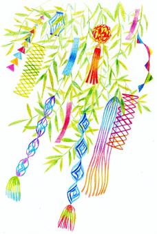 七夕の手描きイラスト