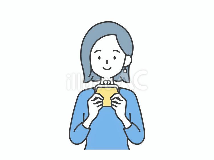 財布を持つ笑顔の女性のイラスト 人物,女,財布のイラスト素材