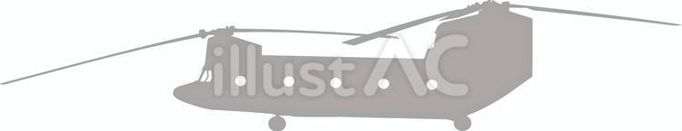 CH-47JAシルエット（グレー） ヘリコプター,輪郭,戦闘機のイラスト素材