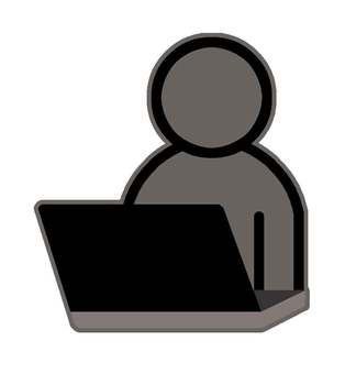 ノートPCで仕事 人物,人,pc,パソコン,ノートpc,事務員,デスクワーク,仕事,業務,副業のイラスト素材