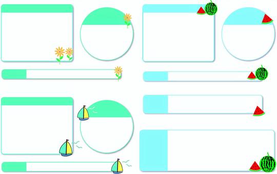 Illustration, summer frame, green, blue, 