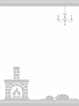 Illustration, cat, silhouette, fireplace, 