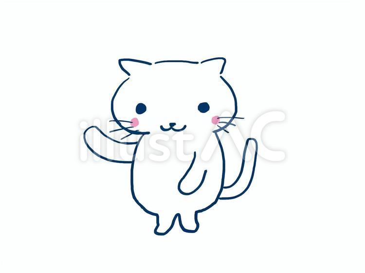 ご案内をする白猫 猫,ネコ,動物のイラスト素材