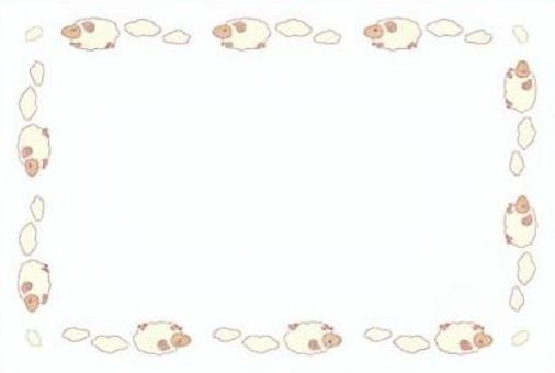 ふわふわ羊さんと雲のブラシフレームカード