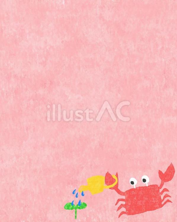 水をあげるかにさん♪ かわいい,かに,動物のイラスト素材
