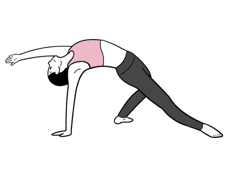 手書き_ヨガポーズ_ワイルドシング_01 手書き,線画,女性,ヨガ,ヨガポーズ,ワイルドシング,ストレッチ,エクササイズ,フィットネス,体幹のイラスト素材