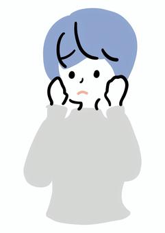 肌荒れに悩む女性 肌荒れ,女性,皮膚,トラブル,悩み,悲しい,シンプル,ラフタッチ,手書き風,感情のイラスト素材