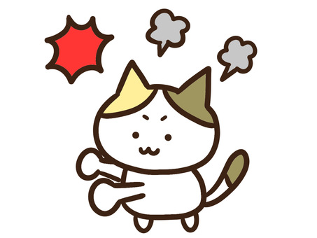 イライラで怒りをパンチにのせる三毛猫