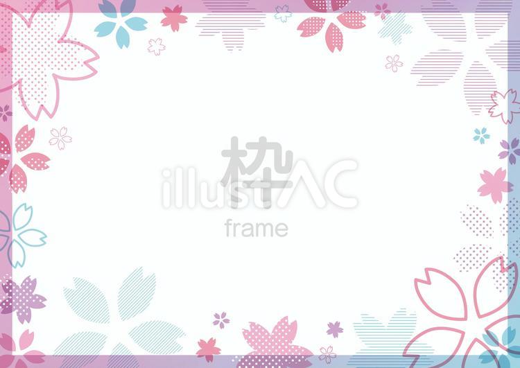オシャレポップな桜の幾何学フレーム02 桜,春,フレームのイラスト素材