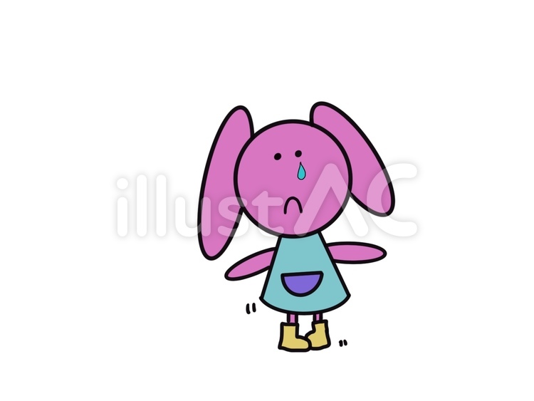 泣いているうさちゃん うさぎ,泣いている,悲しいのイラスト素材