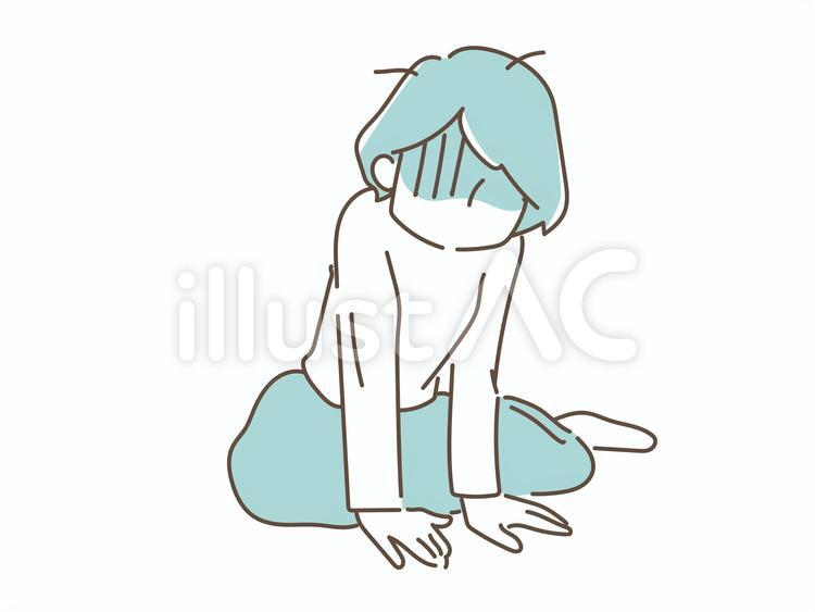がっくり座り込む女性 イラスト - No: 22977708／無料イラスト/フリー素材なら「イラストAC」