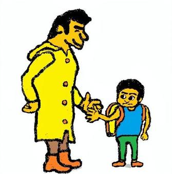 挨拶のタッチ！する小学生 男性,小学生,少年,タッチ,挨拶のイラスト素材