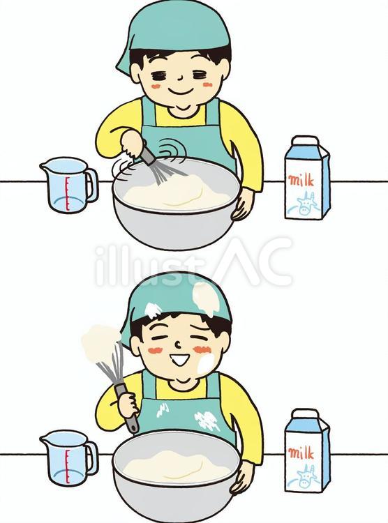 泡立てる　男の子　汚れる 泡立てる,混ぜる,子供のイラスト素材