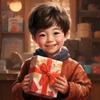 A boy who received a gift on Valentine's Day, , JPG