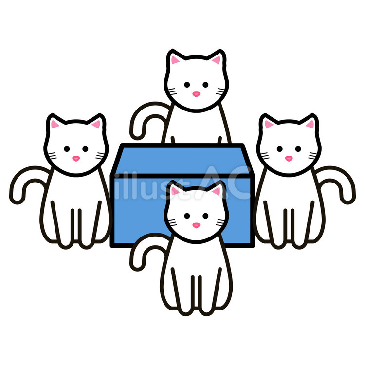 周りの位置 位置,箱,猫のイラスト素材