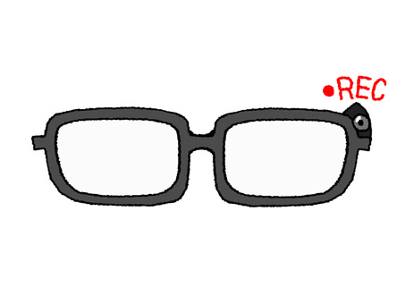 スマートグラス スマートグラス,眼鏡,カメラ,録画,pop調,手描き,挿絵,ワンポイント,素材,商用可のイラスト素材