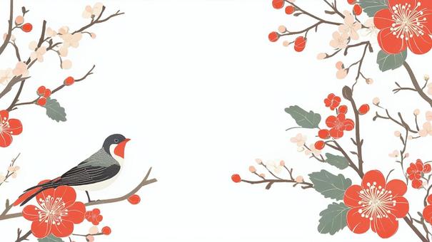 Gorgeous New Year's card with birds and flowers-03, JPG Gorgeous New Year's card with birds and flowers-03, new year's card, 2025 years, background, JPG