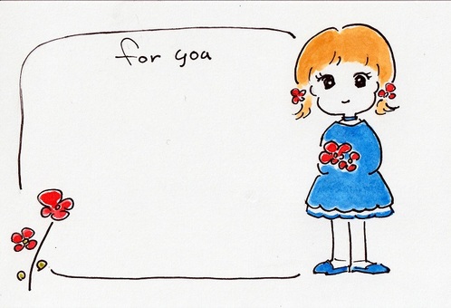 メッセージカード 花。少女 メッセージカード 花。少女 花,女子,メッセージカードのイラスト素材