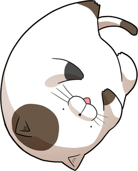 回転する三毛猫 ネコ,動物,ペット,丸い,ゆるい,かわいい,三毛猫,回転,宙返りのイラスト素材