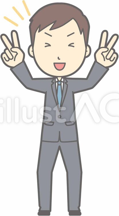 スーツ男性C-Wピース-全身 男性,人,サラリーマンのイラスト素材