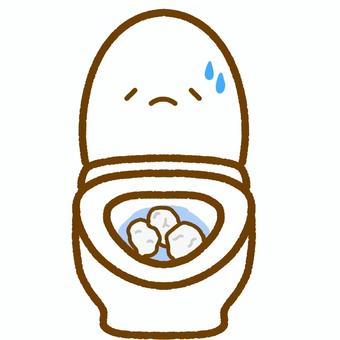 つまったトイレ トイレ,便器,つまる,つまった,悲しむ,キャラ,顔つき,顔あり,キャラクター,シンプルのイラスト素材