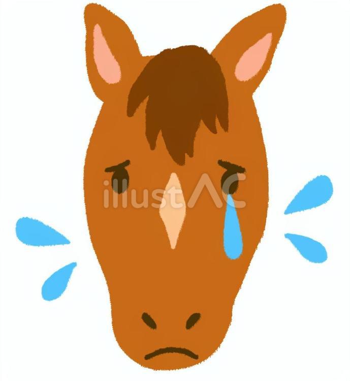 落ち込んで涙を流している可愛い馬 馬,顔,泣くのイラスト素材