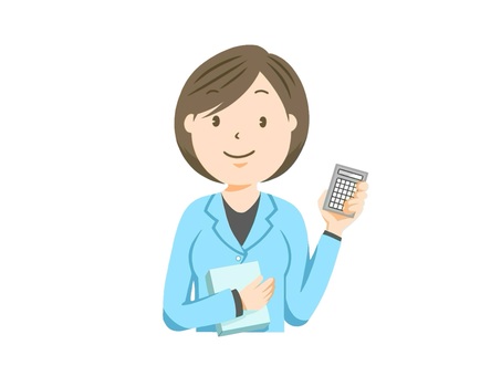 お金のプロフェッショナル女性の税理士 税理士,女性,スーツ,電卓,手書き,笑顔,ビジネス,職業,会計,お金のイラスト素材