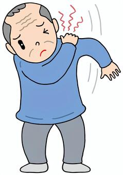 肩こり・五十肩 肩こり,五十肩,関節炎,関節痛,筋肉痛,痛み,加齢,疾患,男性,高齢者のイラスト素材